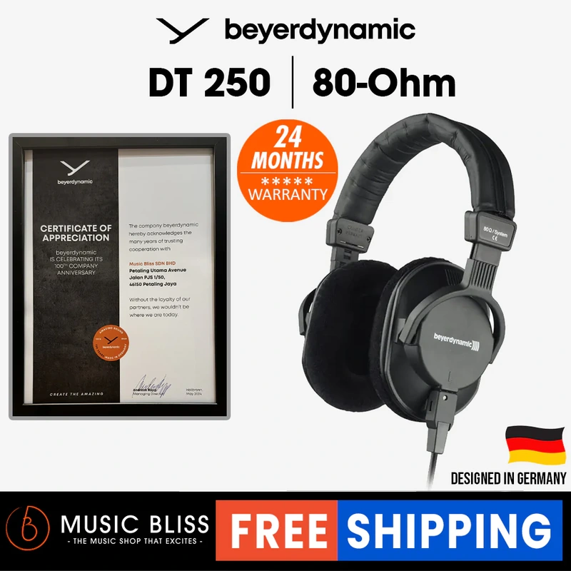 Beyerdynamic DT 250 80 Ohm Lightweight Closed Dynamic Headphone for Broadcast and Recording & Intercom Applications