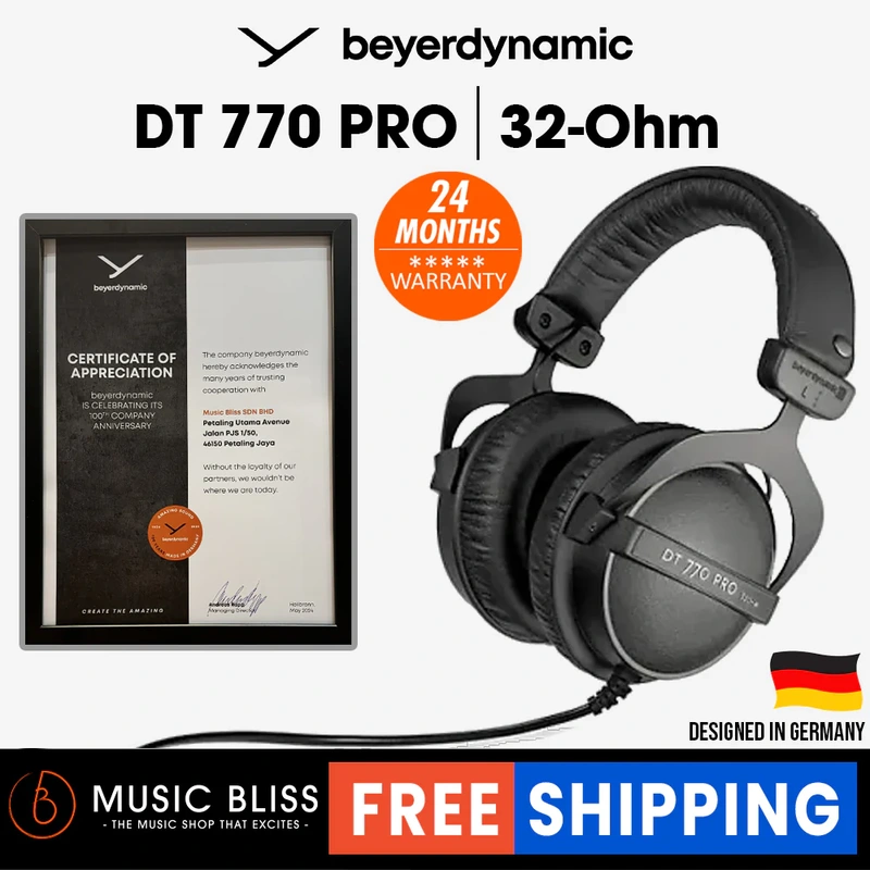 Beyerdynamic DT 770 PRO 32 Ohm Over-Ear Studio Headphones. Enclosed Design, Wired for Professional Sound in The Studio and on Mobile Devices Such as Tablets and Smartphones