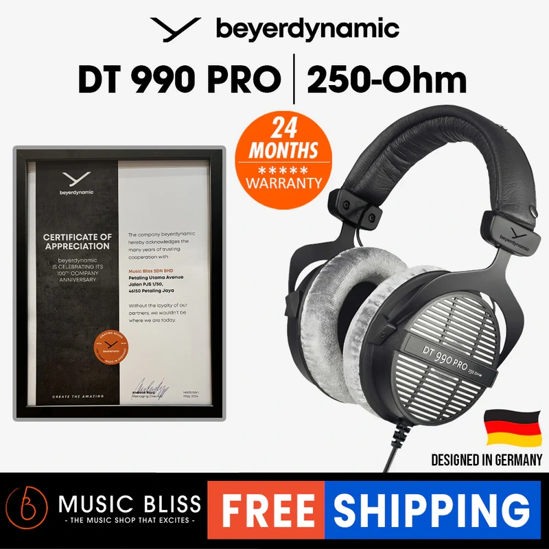 Beyerdynamic DT 990 PRO 250 Ohm Over-Ear Studio Headphones. Open Construction, Wired