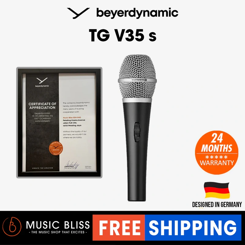 Beyerdynamic TG V35 s Supercardioid Dynamic Vocal Microphone with On/Off Switch, Microphone Clamp & Storage Bag Included