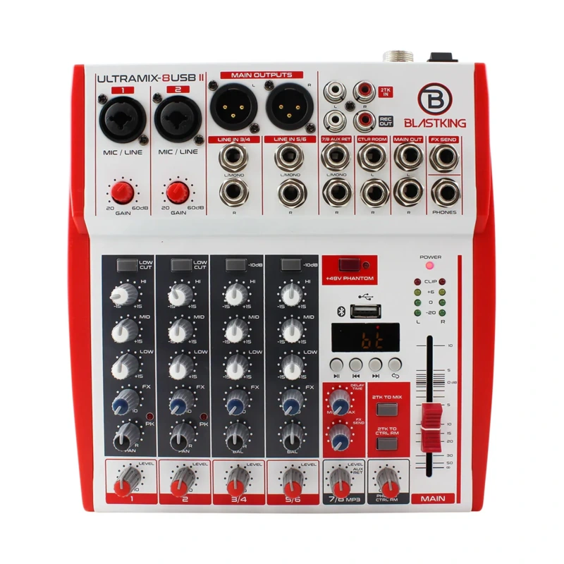 Blastking 8 Channel Analog Stereo Mixing Console  ULTRAMIX-8USBII