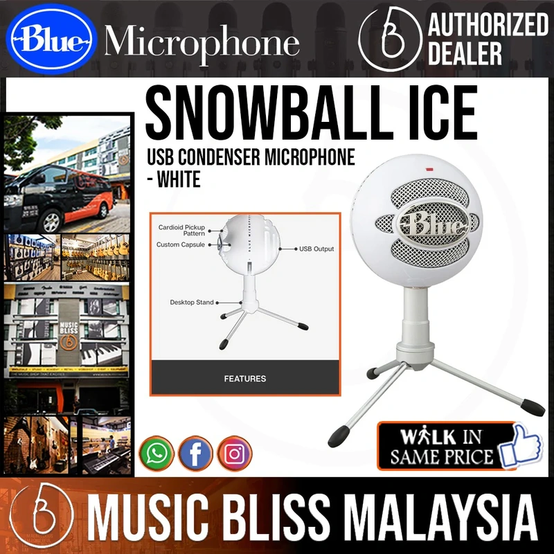 Blue Snowball iCE USB Condenser Microphone - White