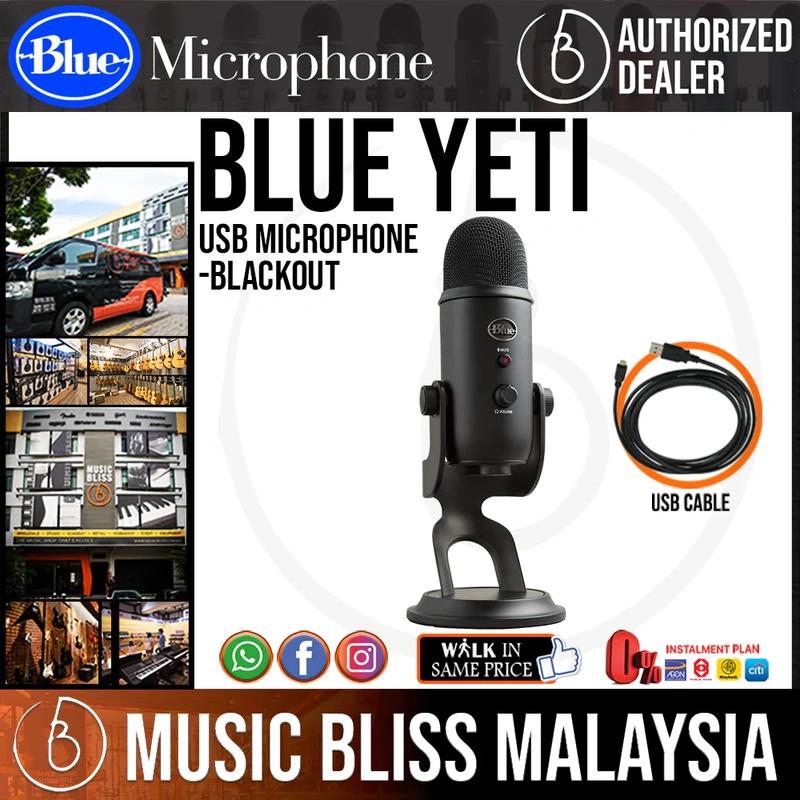 Blue Yeti Multi-pattern USB Condenser Microphone - Blackout