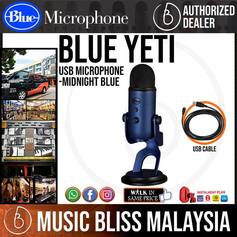 Blue Yeti Multi-pattern USB Condenser Microphone - Midnight Blue