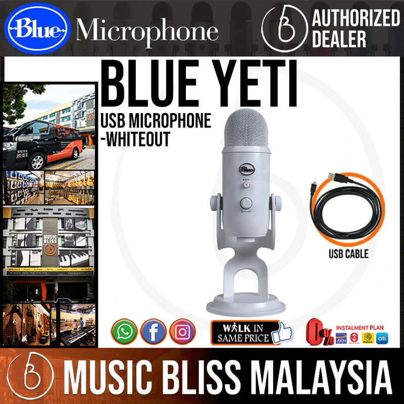 Blue Yeti Multi-pattern USB Condenser Microphone - Whiteout