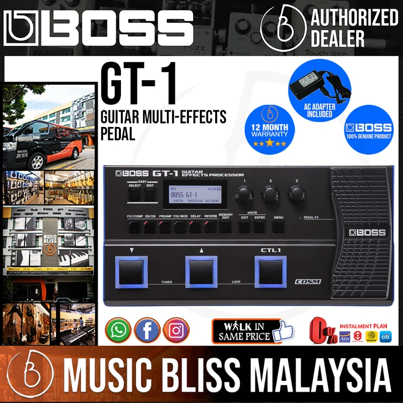 Boss GT-1 Guitar Multi-Effects Pedal with Original Adapter
