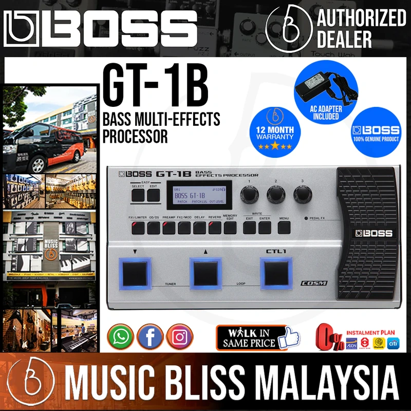 Boss GT-1B Bass Multi-effects Processor with Original Boss Adapter