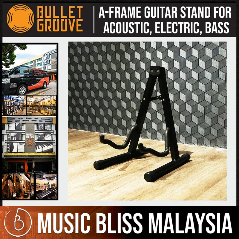Bullet Groove A Frame Guitar Stand, A-Frame Guitar Stand for Acoustic, Electric, Bass Guitars, Best Budget Durable Guitar A Frame Stand Malaysia