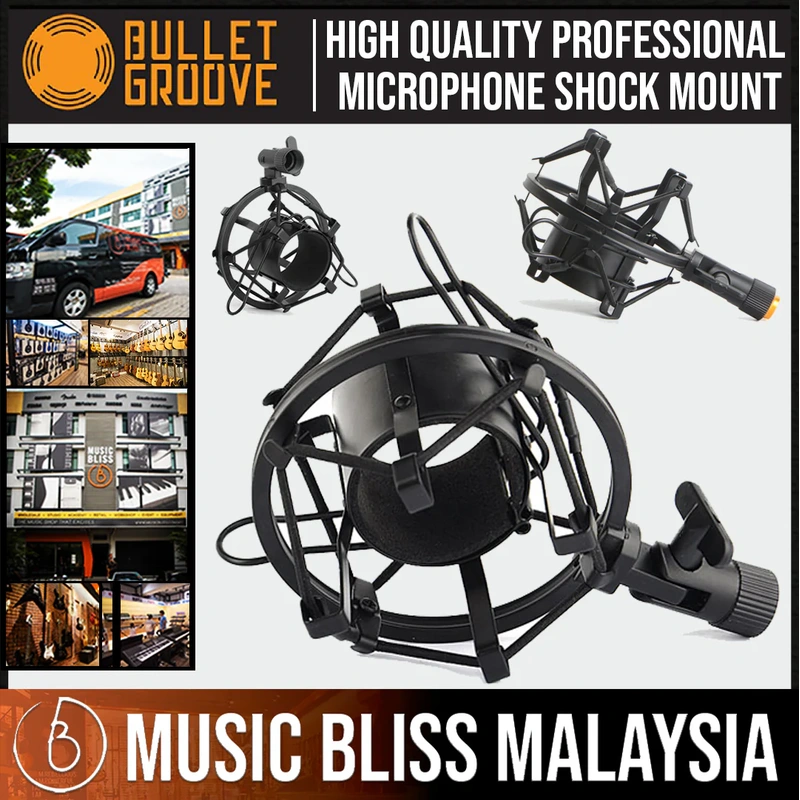 Bullet Groove Black Microphone Shock Mount, Studio Condenser Microphone Shock Mount, Best Budget Mic Shock Mount for Studio Condenser Microphone