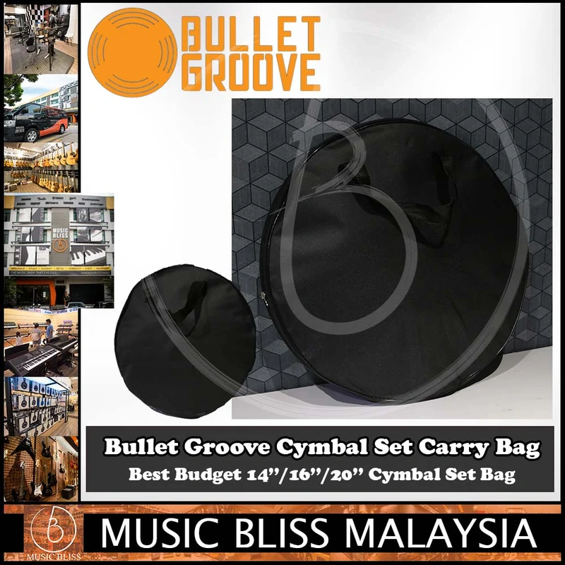 Bullet Groove Cymbal Bag, Cymbal Bag for Cymbal Sets, Hi hat, Crash & Ride Cymbal Bag, Best Budget Durable Cymbal Bag for 14 inch Hi Hat, 16 Inch Crash, 20 Inch Ride Cymbal