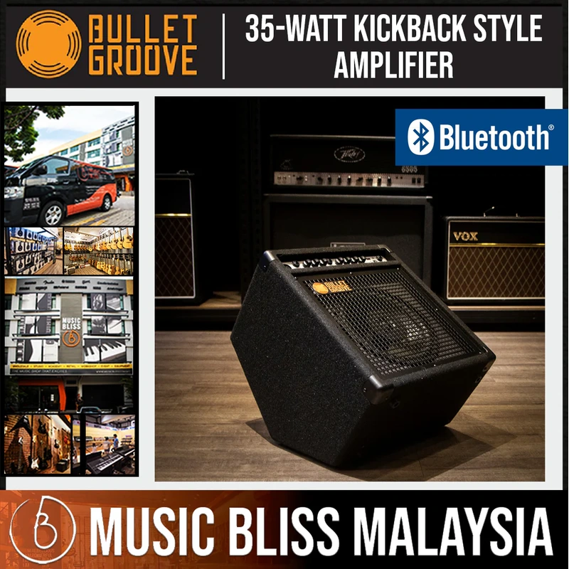 Bullet Groove DM35BT 35watts Personal Drum Monitor Electronic Drum Amplifier with 3-band EQ and Bluetooth Playback Function