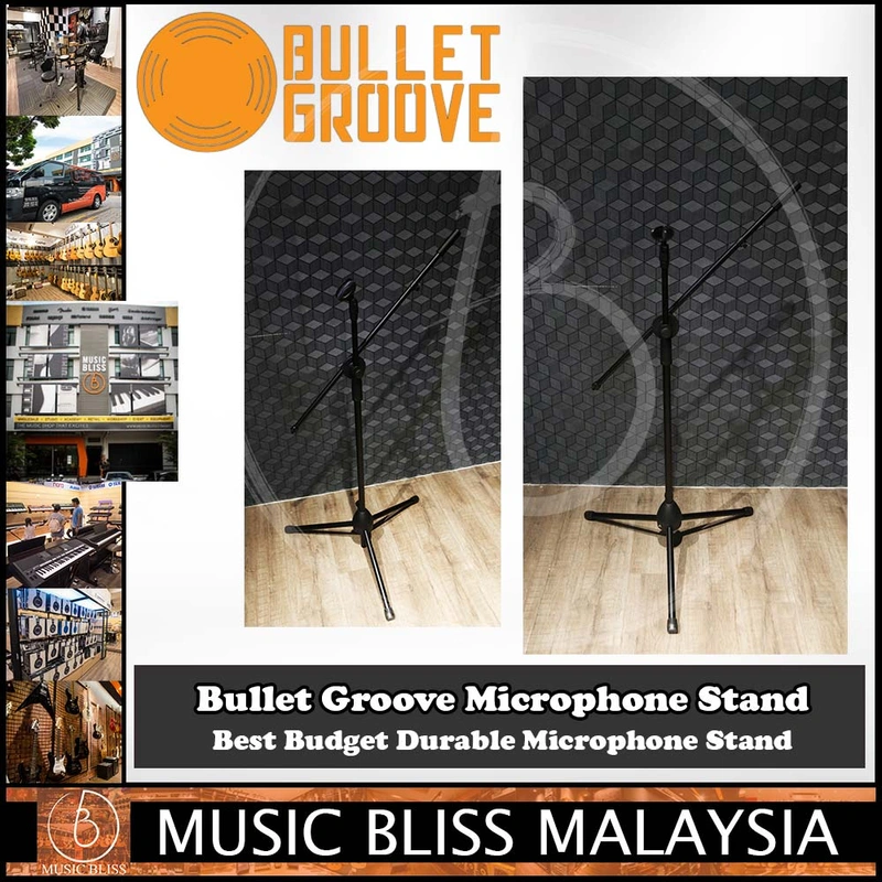 Bullet Groove Microphone Stand, Mic Stand for multiple mic sizes & types, Best Budget Durable Microphone Stands