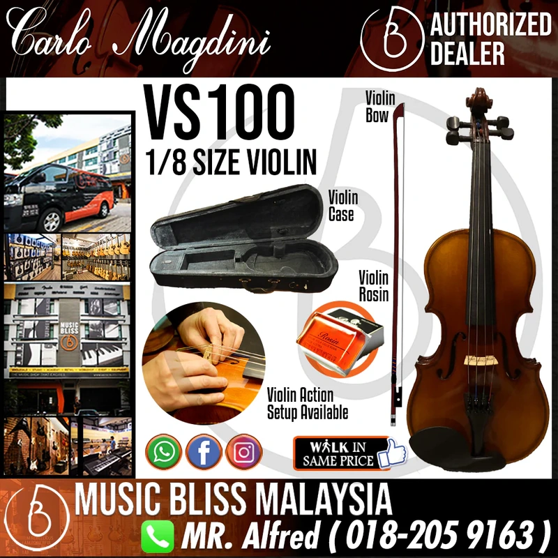 Carlo Magdini VS100 1/8 Size Violin with Case for 3-5 years old