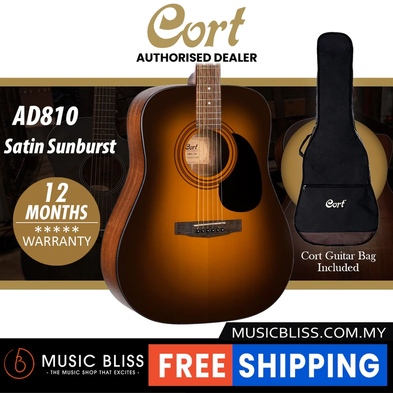 Cort AD810 Acoustic Guitar with Bag - Satin Sunburst