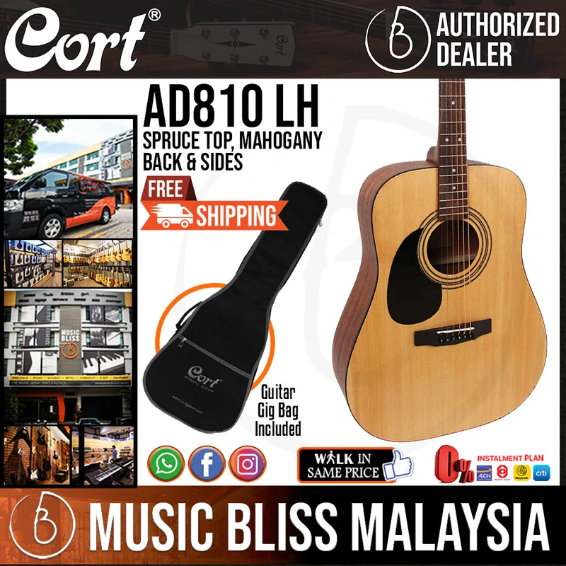 Cort AD810 Left-Handed Acoustic Guitar with Bag