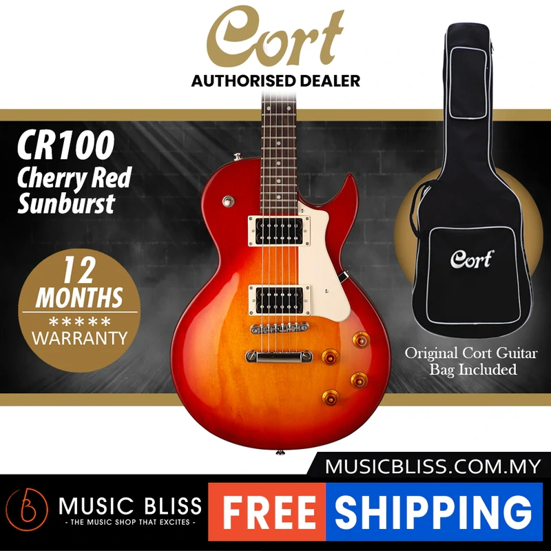 Cort CR100 Electric Guitar with Bag - Cherry Red Sunburst