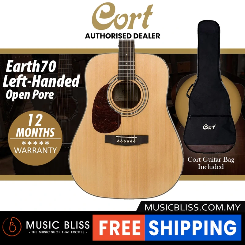 Cort Earth70 Left-Handed Acoustic Guitar with Bag