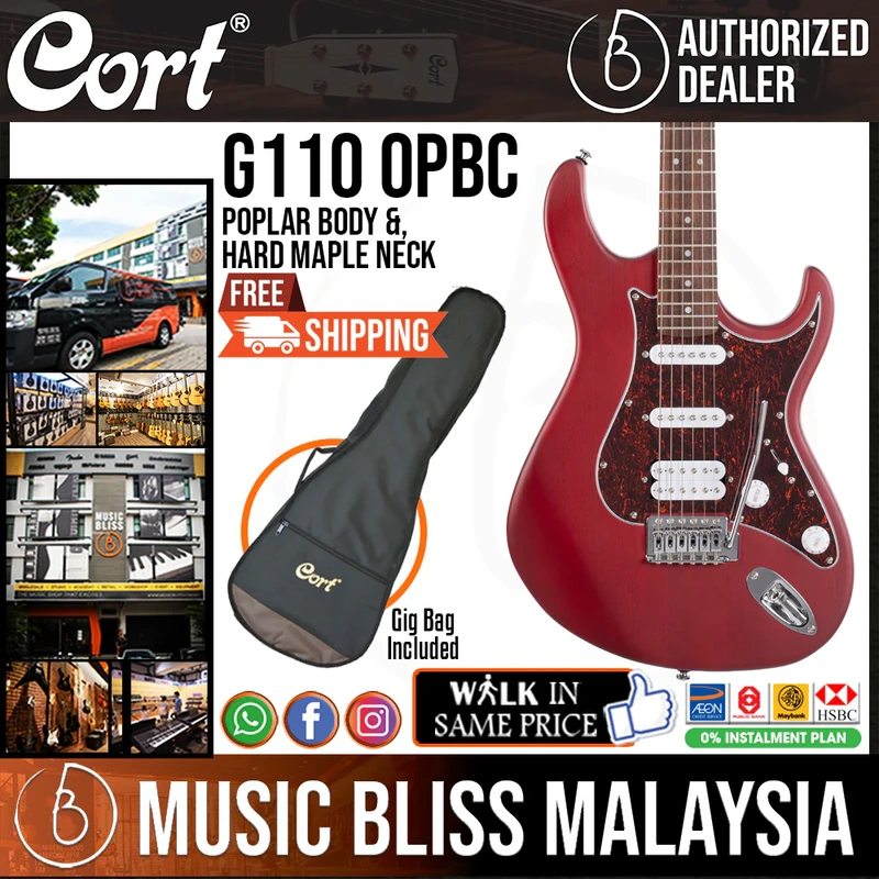 Cort G110 Electric Guitar with Bag - Open Pore Black Cherry