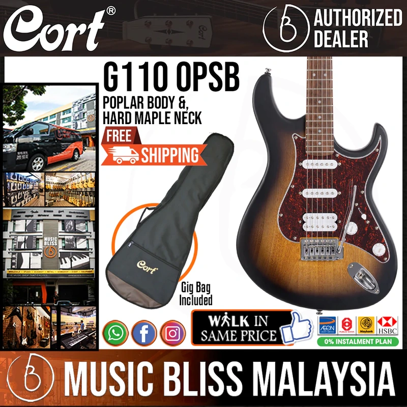 Cort G110 Electric Guitar with Bag - Open Pore Sunburst