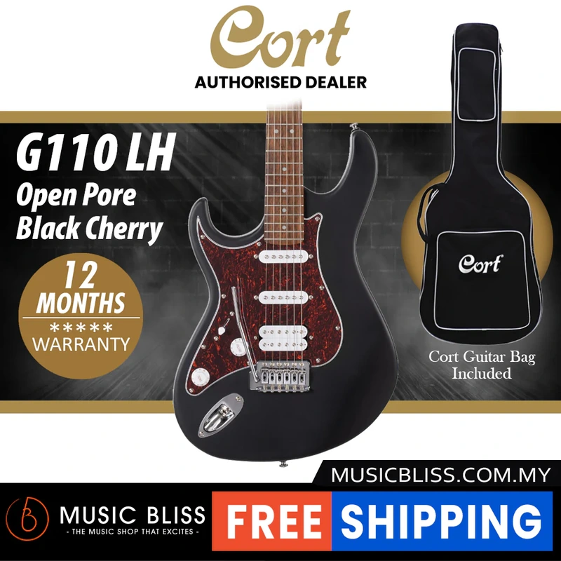 Cort G110 Left-Handed Electric Guitar with Bag - Open Pore Black
