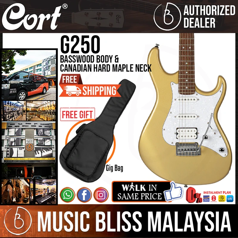 Cort G250 Electric Guitar with Bag - Champagne Gold Metallic