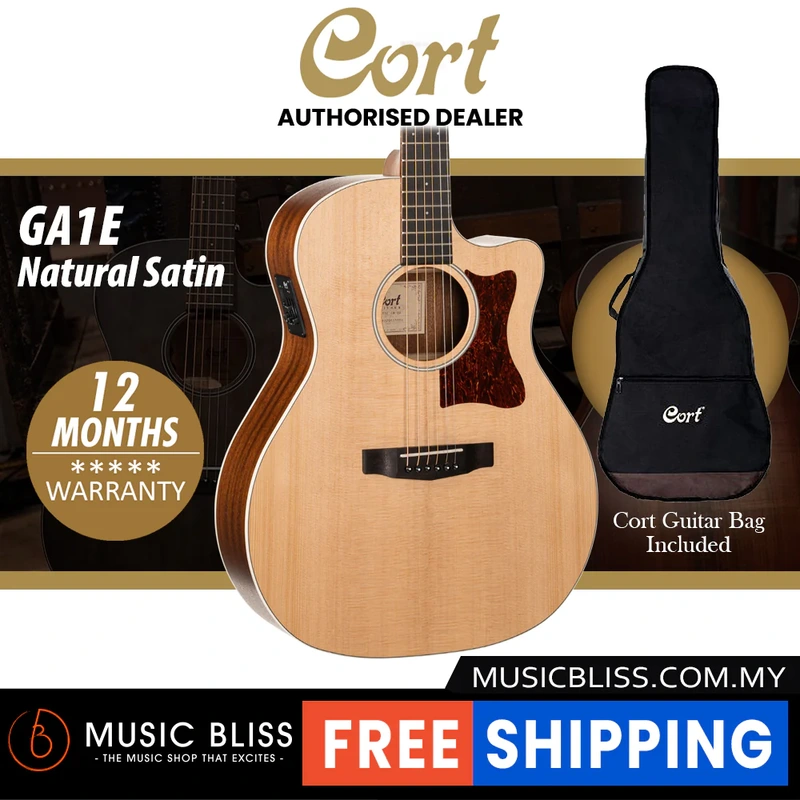 Cort GA-1E Grand Regal Acoustic Guitar with Bag - Natural Satin