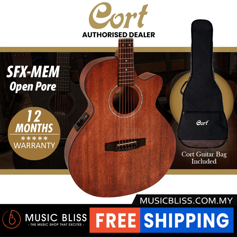 Cort SFX-MEM Acoustic Guitar Mahogany Top with Bag - Open Pore