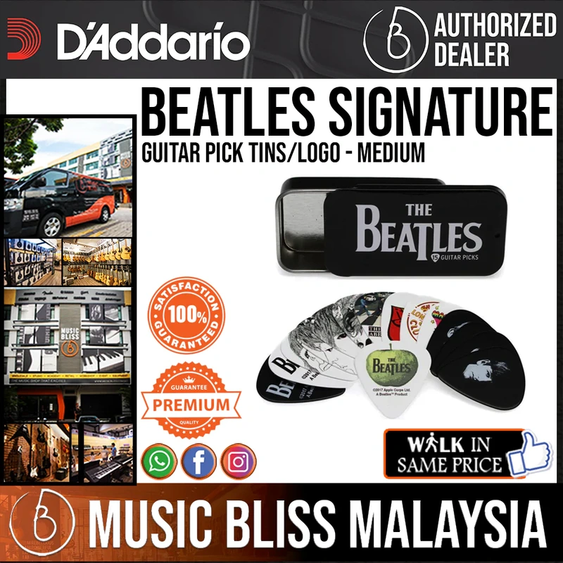 D'Addario Beatles Signature Guitar Pick Tins, Logo, Medium (1CAB4-15BT1)