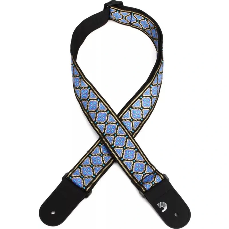 D'Addario Eco-Comfort Jacquard Woven Guitar Strap  - Blue/Gold
