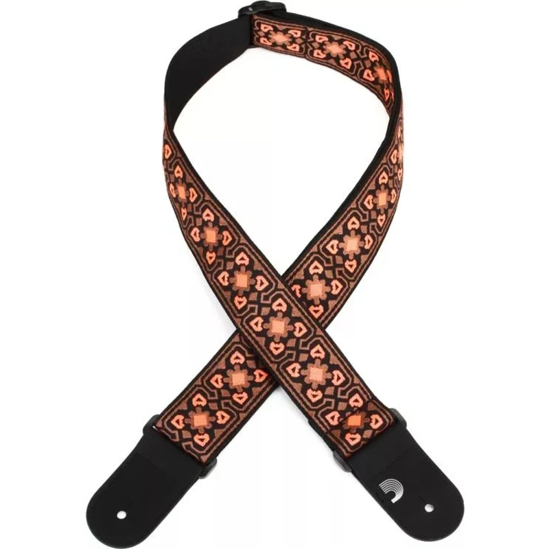 D'Addario Eco-Comfort Jacquard Woven Guitar Strap - Brown/Orange