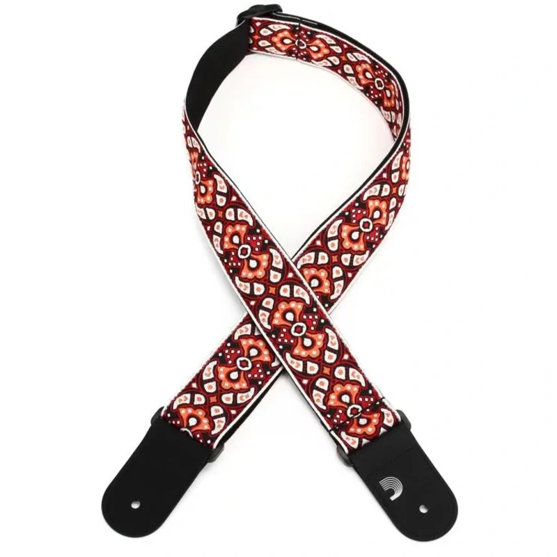 D'Addario Eco-Comfort Jacquard Woven Guitar Strap  - Red/Orange