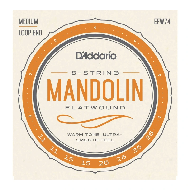 D'Addario EFW74 Flatwound Stainless Steel Medium Gauge Mandolin Strings