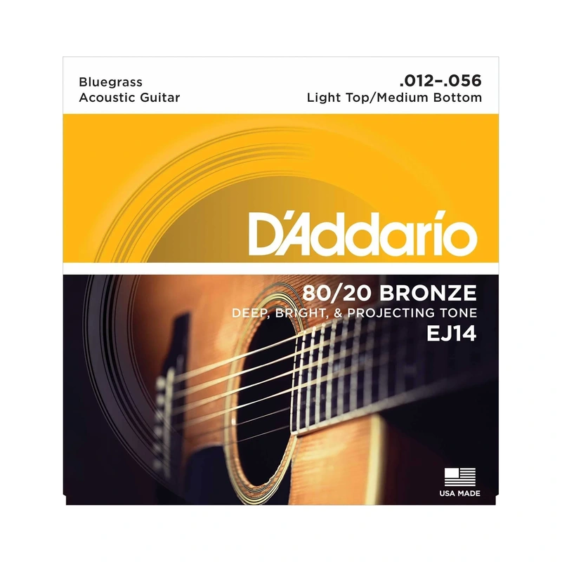 D'Addario EJ14 80/20 Bronze Bluegrass Light Top / Medium Bottom Gauge Acoustic Guitar Strings