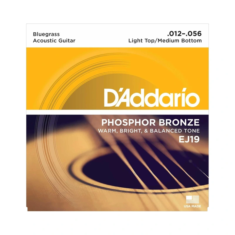 D'Addario EJ19 Phosphor Bronze Bluegrass Light Top / Medium Bottom Gauge Acoustic Guitar Strings