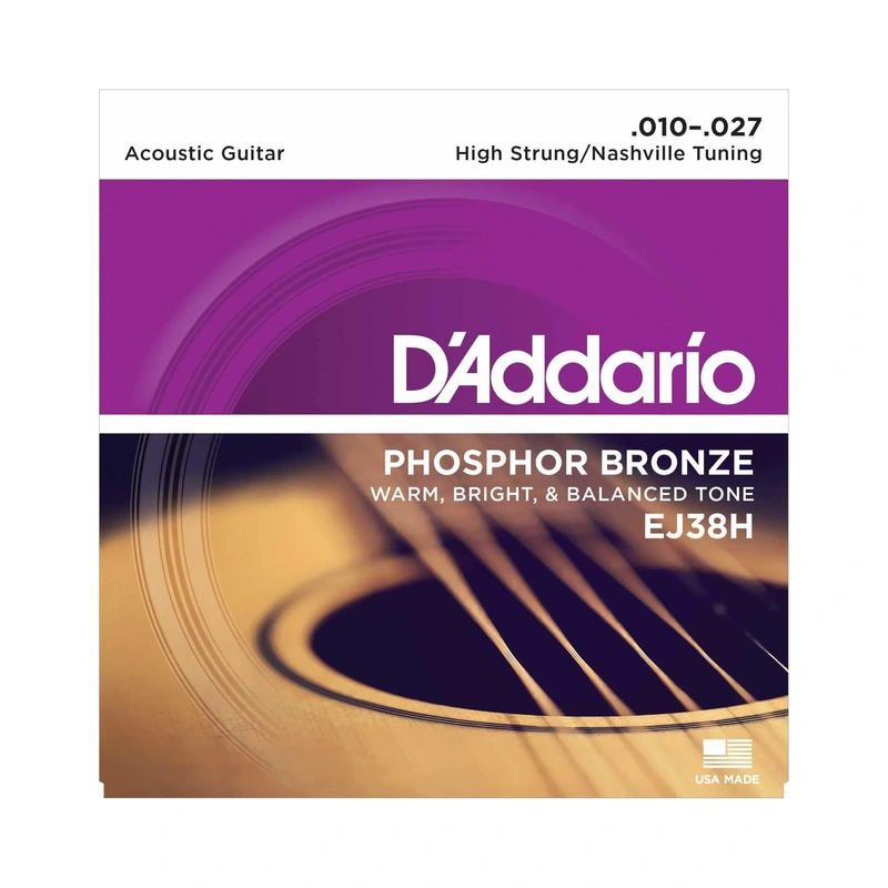 D'Addario EJ38H Phosphor Bronze High Strung Nashville Tuning Acoustic Guitar Strings