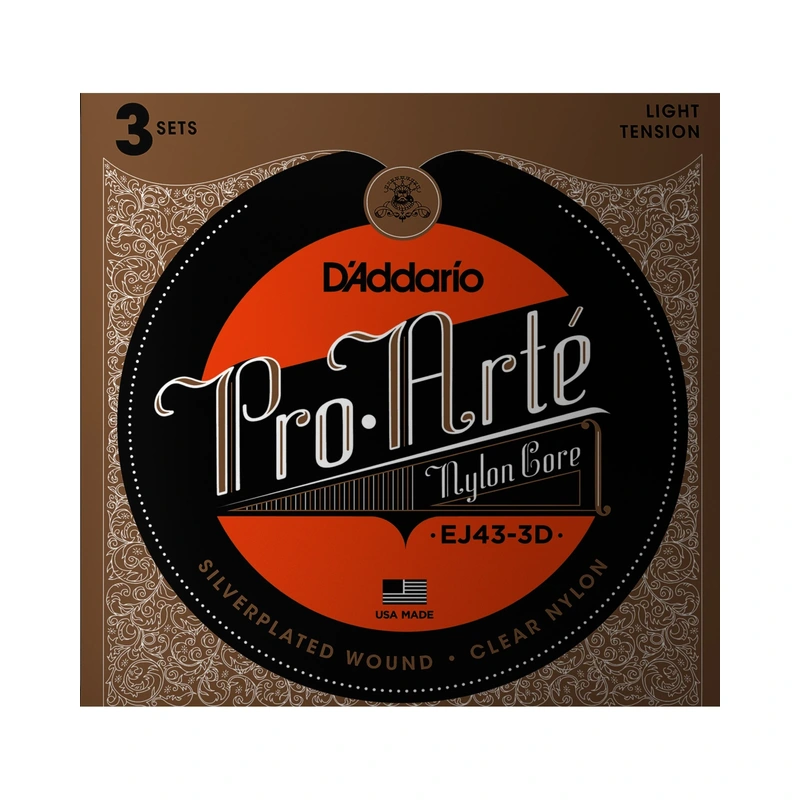 D'Addario EJ43-3D Clear Nylon Guitar Strings, 3-Pack