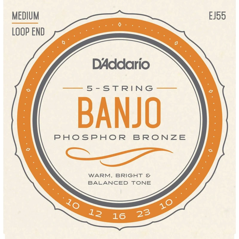 D'Addario EJ55 Phosphor Bronze Medium Gauge 5-String Banjo Strings