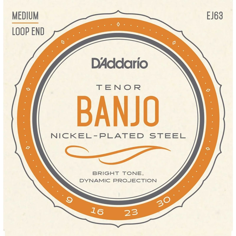 D'Addario EJ63 Nickel Plated Steel Medium Gauge 4-String Tenor Banjo Strings