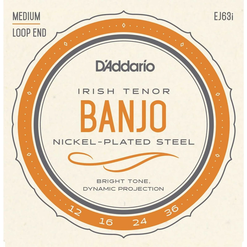 D'Addario EJ63I Nickel Plated Steel Medium Gauge 4-String Irish Tenor Banjo Strings