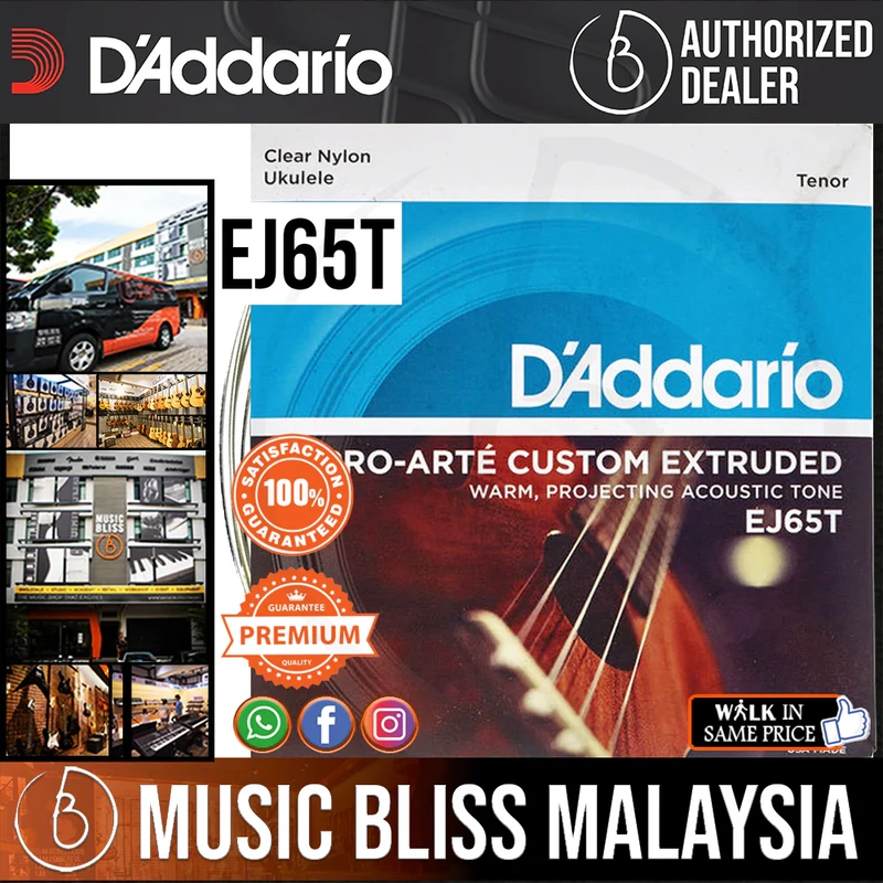 D'Addario EJ65T Pro-Art Custom Extruded Nylon Ukulele Strings, Tenor