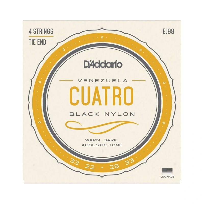 D'Addario EJ98 Black Nylon Venezuela Cuatro Strings