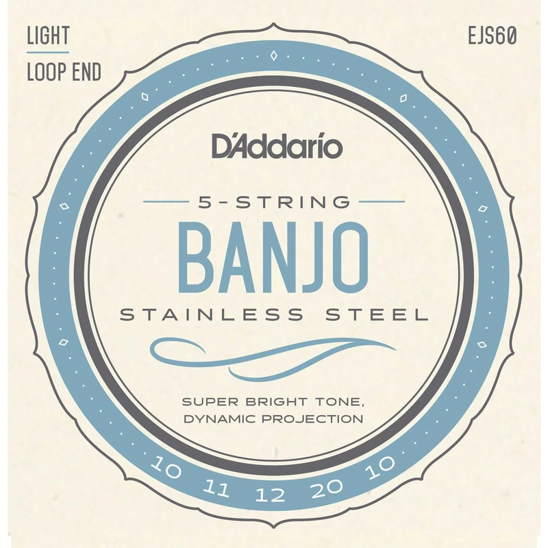 D'Addario EJS60 Stainless Steel Light Gauge 5-String Banjo Strings