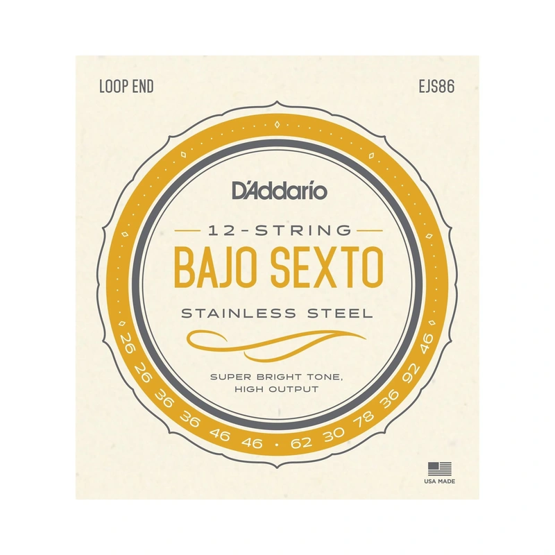 D'Addario EJS86 Stainless Steel 12-String Bajo Sexto Strings