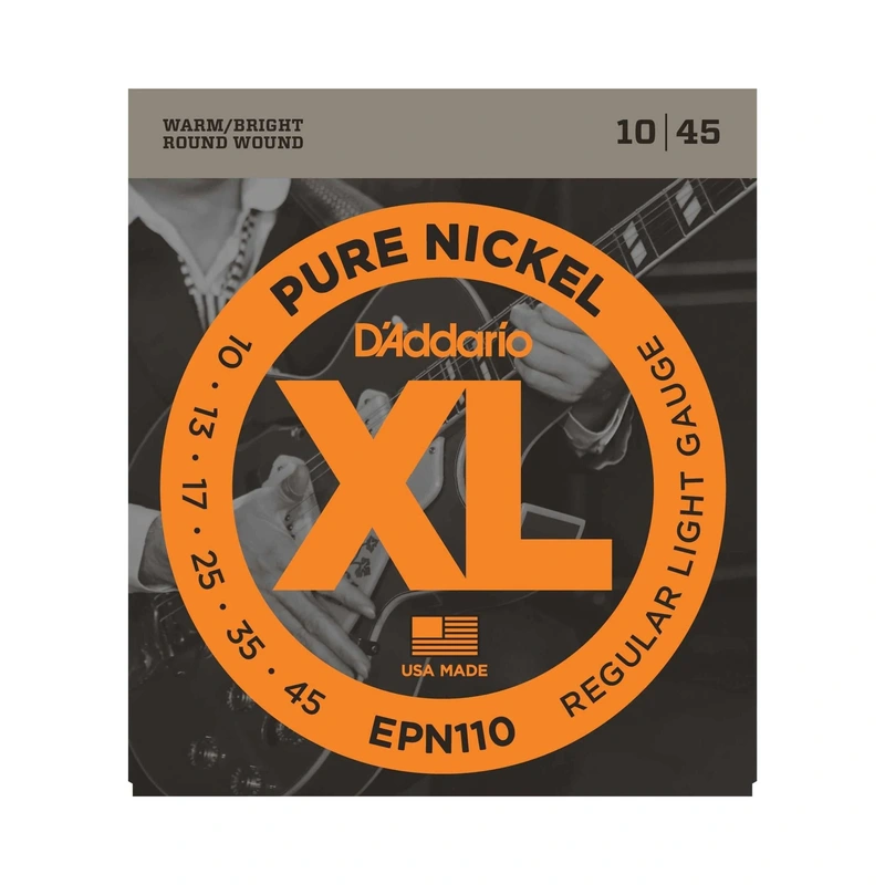 D'Addario EPN110 Round Wound XL Pure Nickel Light Gauge Electric Guitar Strings