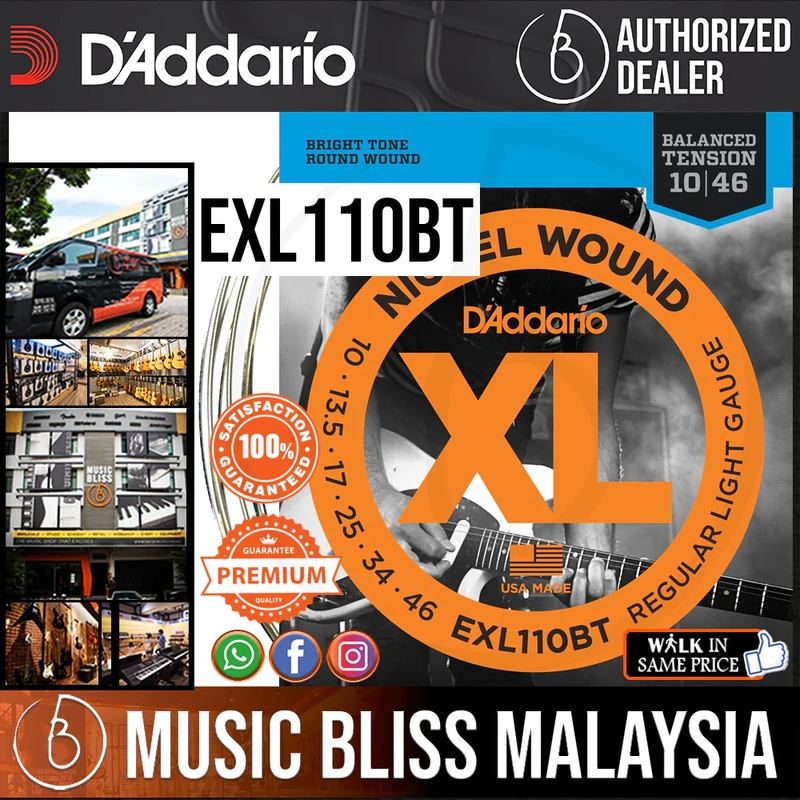 D'Addario EXL110BT Nickel Wound Electric Strings -.010-.046 Balanced Tension Regular Light