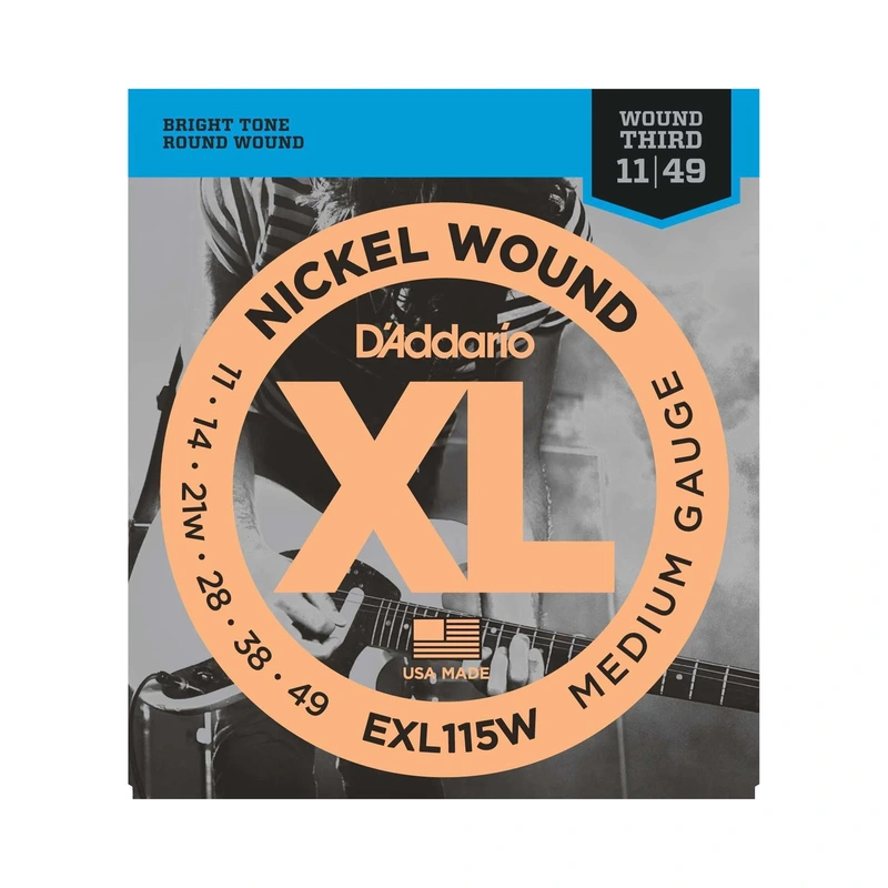 D'Addario EXL115W XL Nickel Round Wound Medium Gauge Electric Guitar Strings (Wound 3rd)