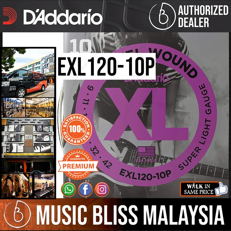 D'Addario EXL120 Nickel Wound Electric Strings -.009-.042 Super Light 10-Pack