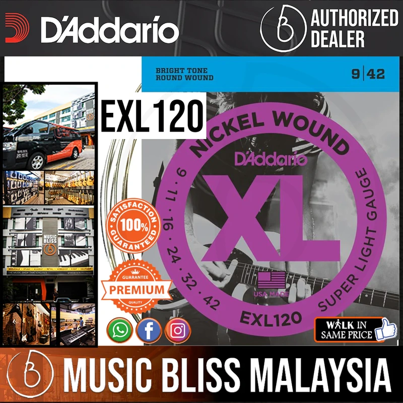 D'Addario EXL120 Nickel Wound Electric Strings -.009-.042 Super Light