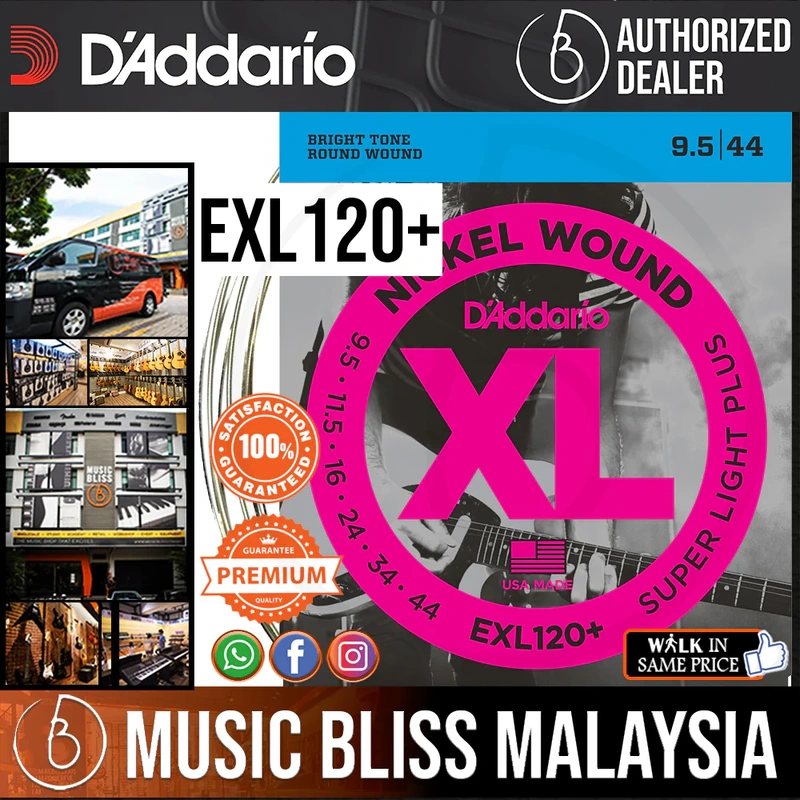 D'Addario EXL120+ Nickel Wound Electric Strings -.0095-.044 Super Light Plus