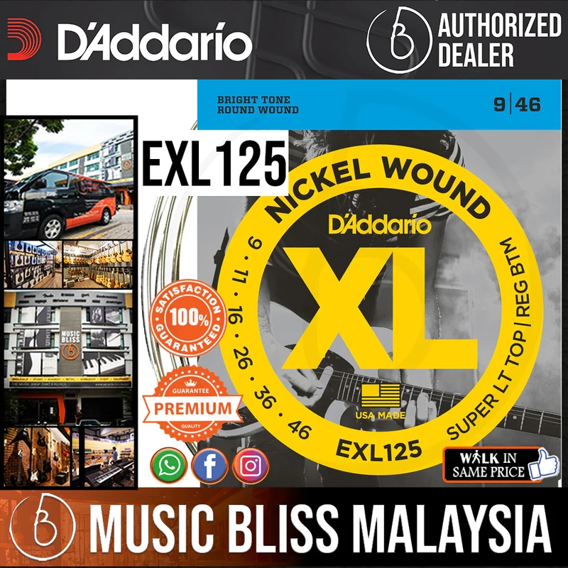 D'Addario EXL125 Nickel Wound Electric Strings -.009-.046 Super Light Top/Regular Bottom